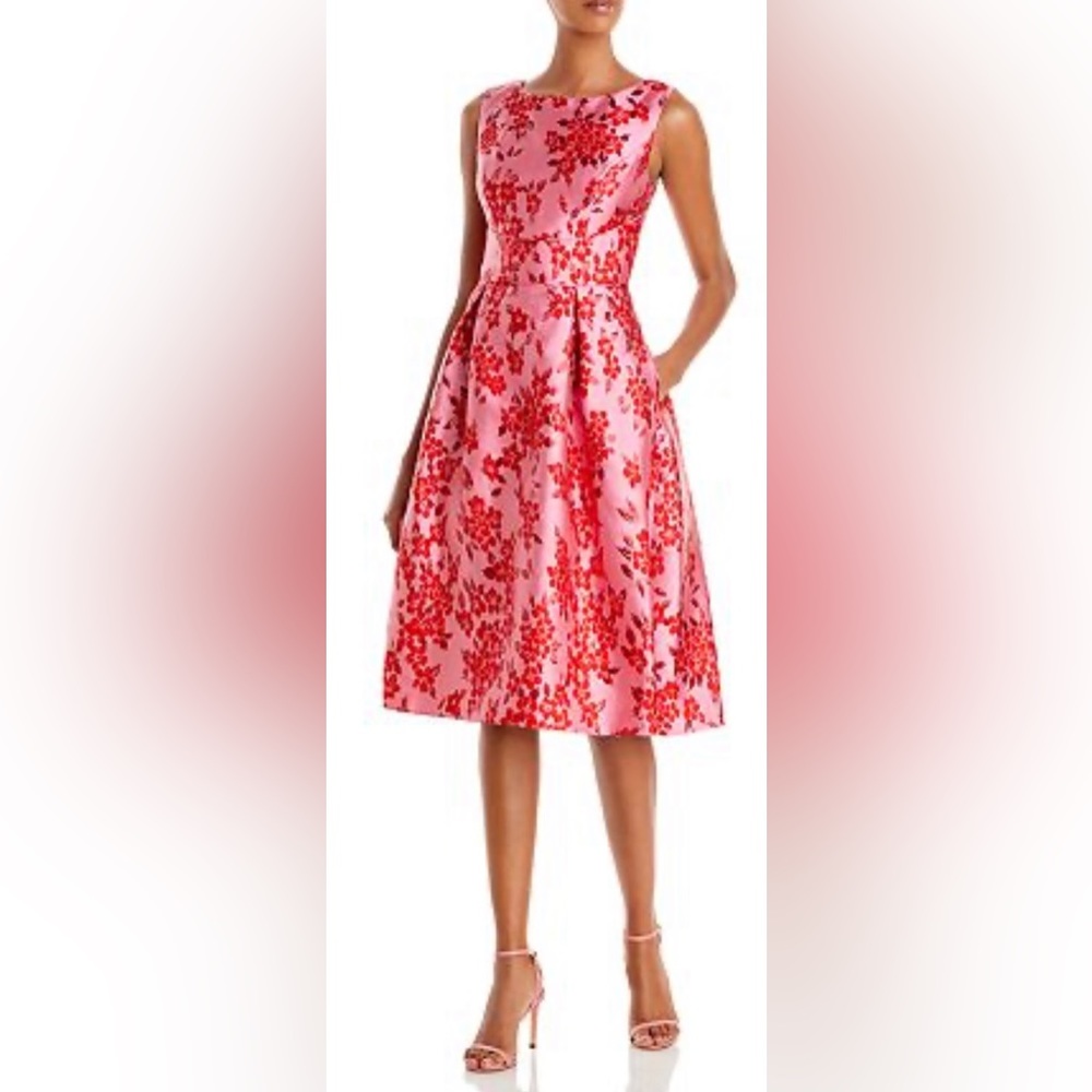 NWT Adrianna Papell Floral Jacquard Fit and Flare Midi Dress